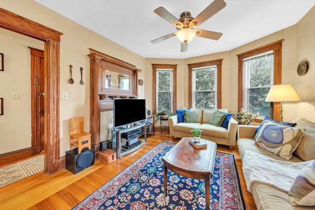 36-38 Rice St Unit 3, Cambridge, MA 02140 - living area with light wood-style flooring and a ceiling fan