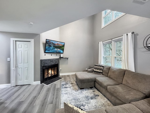 living room featuring light hardwood / wood-style floors