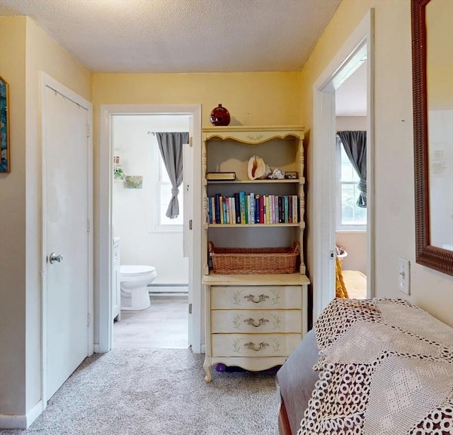 252 W St Unit 18, Amherst, MA 01002 - carpeted bedroom featuring a baseboard heating unit and ensuite bath