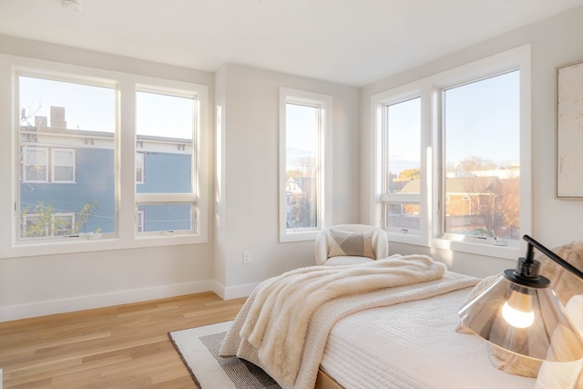 bedroom with light hardwood / wood-style flooring