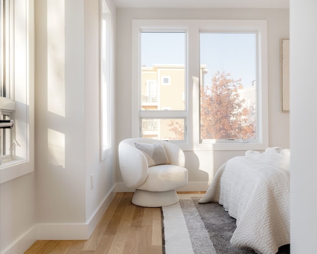 sitting room featuring light hardwood / wood-style flooring