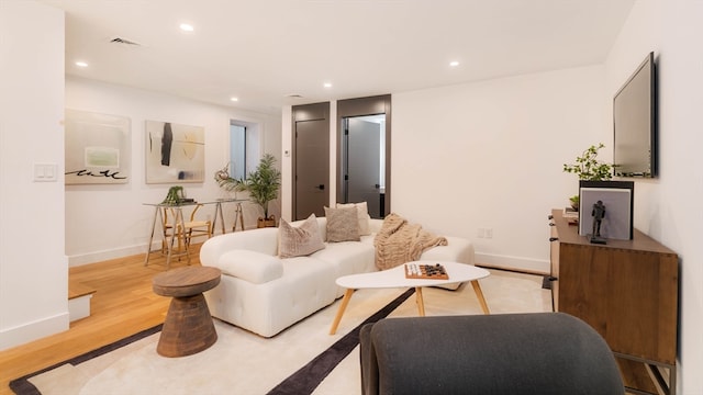 living room featuring light hardwood / wood-style flooring