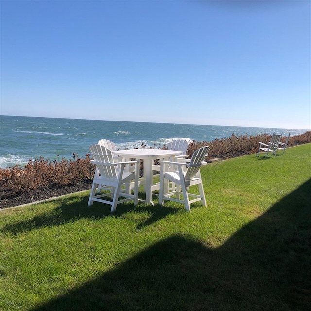 exterior space featuring a water view