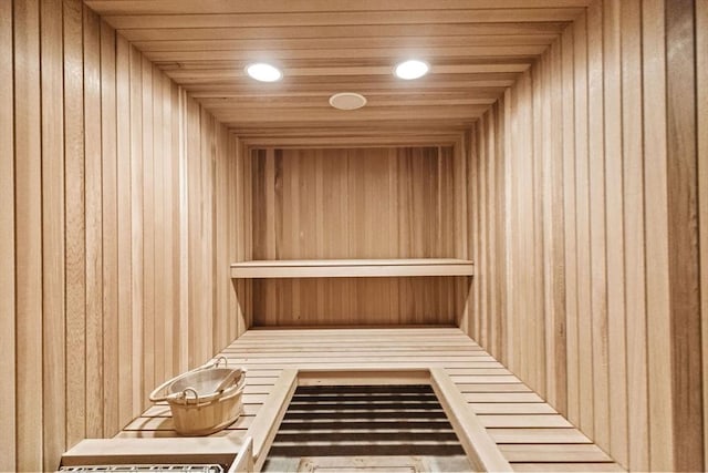 21 Circuit Ave, Scituate, MA 02066 - sauna / steam room with wooden walls and recessed lighting