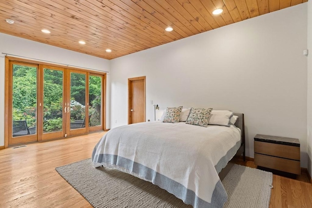 45 Pound St, Medfield, MA 02052 - bedroom with recessed lighting, access to outside, wood ceiling, and wood finished floors