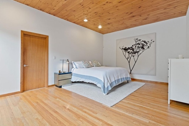 45 Pound St, Medfield, MA 02052 - bedroom featuring wood ceiling, light wood-style floors, baseboards, and recessed lighting