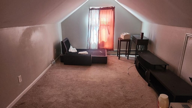 bonus room featuring carpet and lofted ceiling