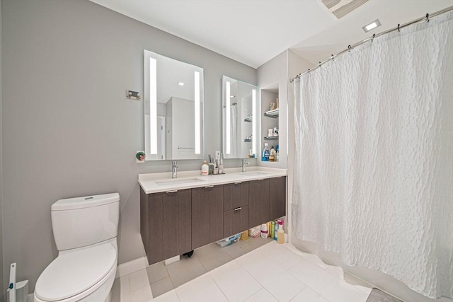 375 Canal St Unit 1109, Somerville, MA 02145 - full bathroom featuring double vanity, tile patterned flooring, and a shower with shower curtain
