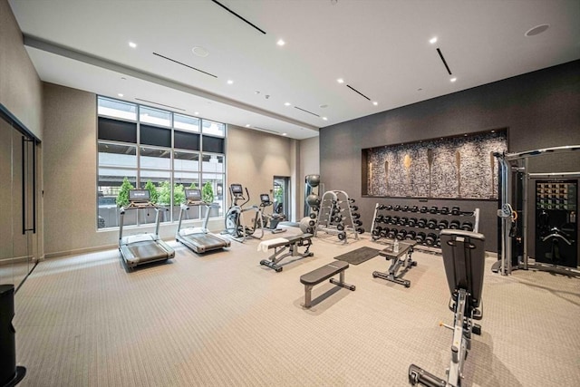 375 Canal St Unit 1109, Somerville, MA 02145 - exercise room with carpet and recessed lighting