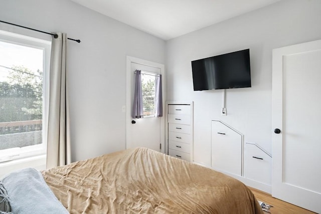 bedroom with hardwood / wood-style flooring