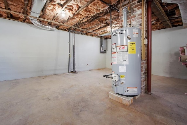 basement featuring water heater