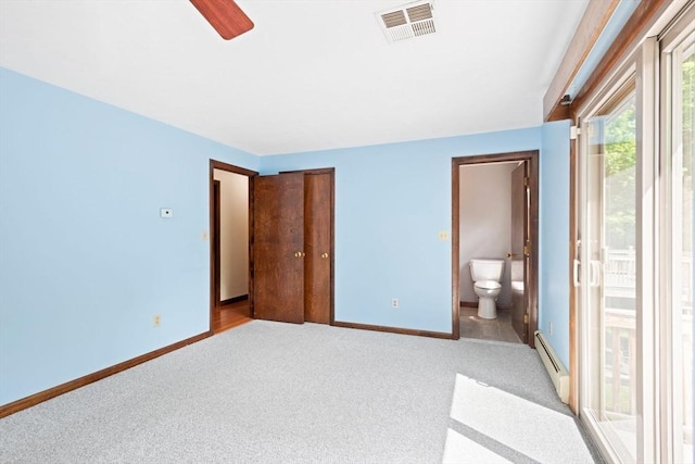 27 Woodland St, Natick, MA 01760 - unfurnished bedroom with carpet, a baseboard radiator, baseboards, and ensuite bathroom