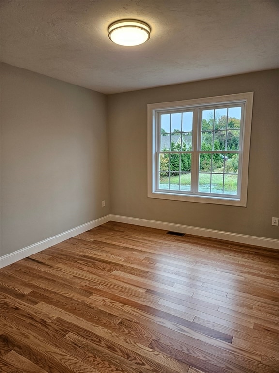 empty room with light hardwood / wood-style flooring