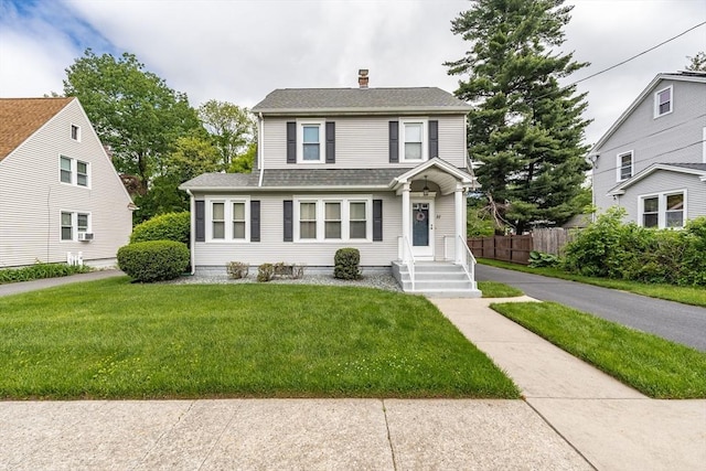 37 White Ave, East Longmeadow, MA 01028 - view of front of home with a chimney and a shingled roof