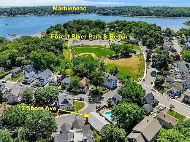 12 Shore Ave, Salem, MA 01970 - aerial view of residential area featuring a nearby body of water