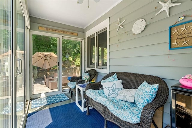 12 Shore Ave, Salem, MA 01970 - sunroom with a ceiling fan