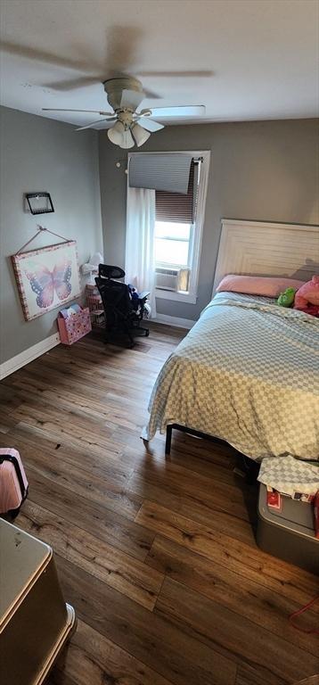8 Suffield St, Worcester, MA 01610 - bedroom with hardwood / wood-style flooring, ceiling fan, and baseboards