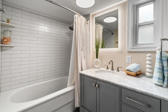 7 Summit Ave, Sharon, MA 02067 - bathroom featuring vanity and shower / tub combo with curtain
