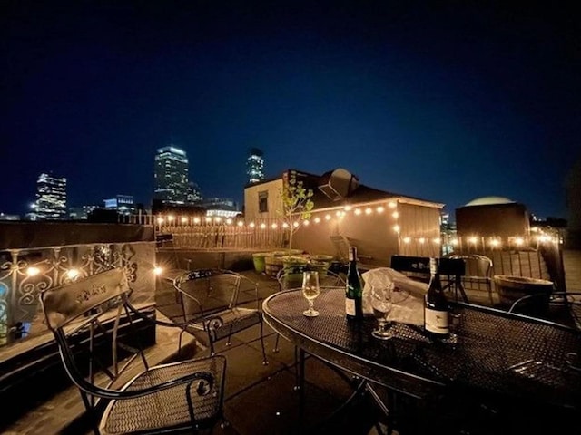 view of patio at twilight