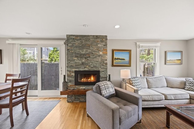 10 Seashore Park Dr Unit Gg, Provincetown, MA 02657 - living area featuring a fireplace and wood finished floors