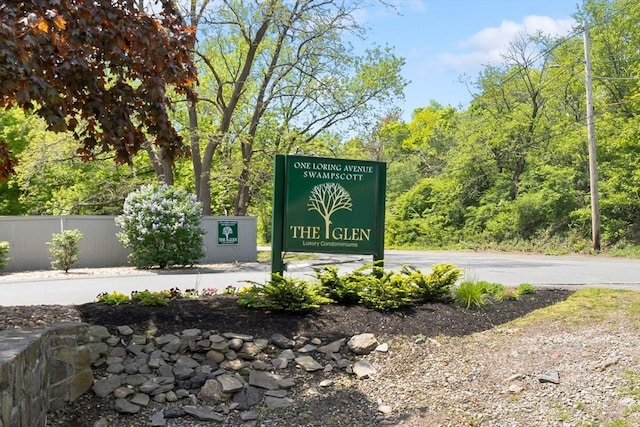 view of community sign