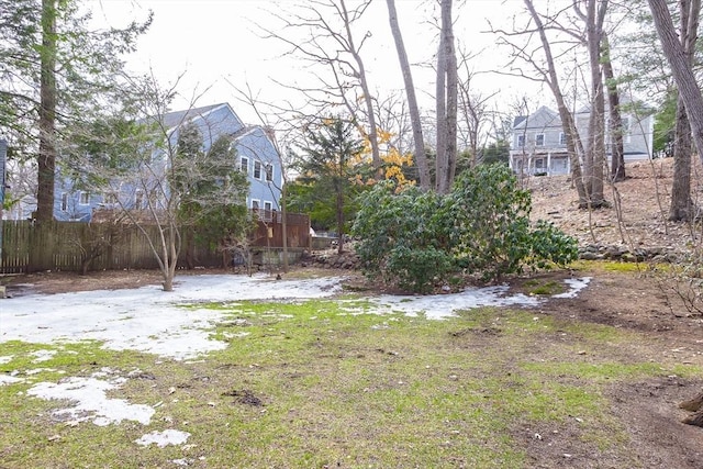 view of yard featuring fence