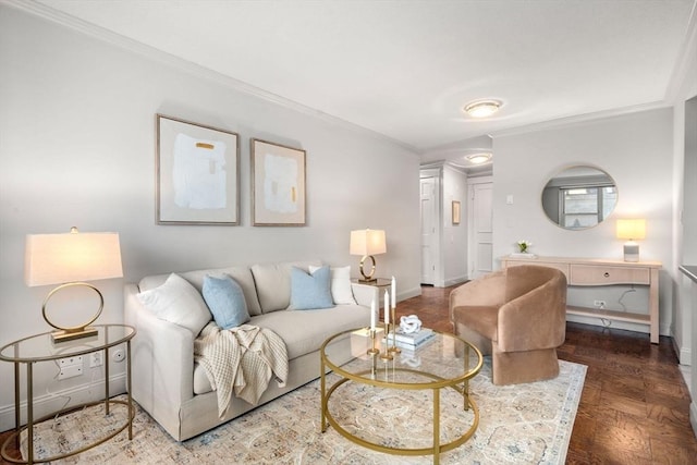 151 Tremont St Unit 8S, Boston, MA 02111 - living area featuring crown molding and baseboards