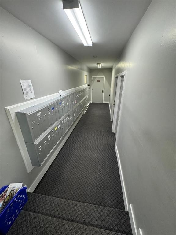 1186 Worcester Rd Unit 231, Framingham, MA 01702 - hall featuring mail area, carpet, and baseboards