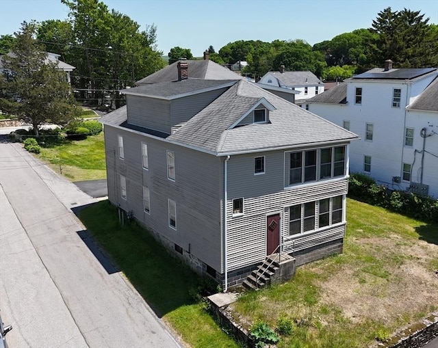 5 Hall St, Webster, MA 01570 - back of property with entry steps and roof with shingles