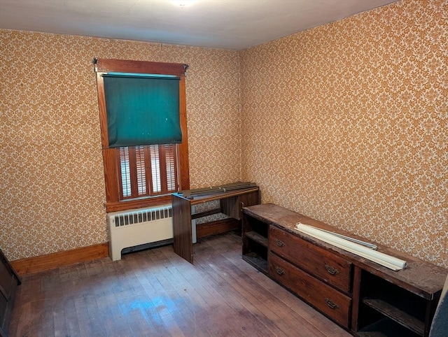 5 Hall St, Webster, MA 01570 - home office with wallpapered walls, hardwood / wood-style floors, and radiator