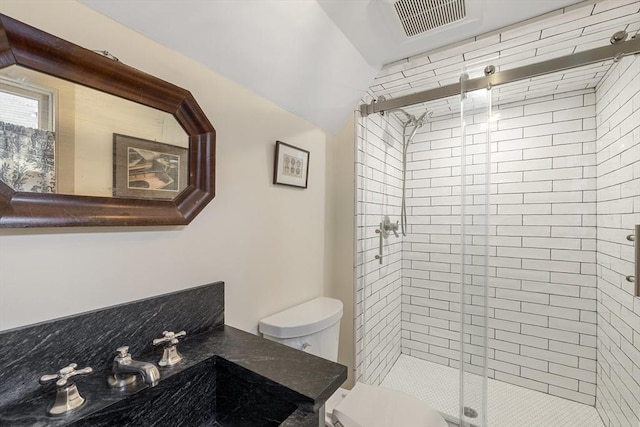 6 Lee St, Marblehead, MA 01945 - bathroom featuring toilet, a shower stall, and vanity