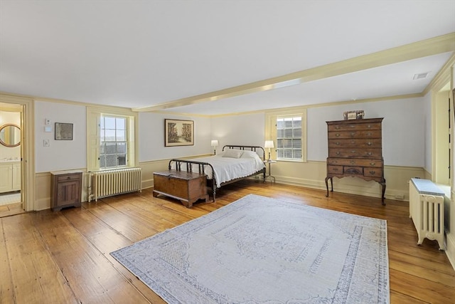 6 Lee St, Marblehead, MA 01945 - bedroom featuring radiator, light wood-type flooring, crown molding, and baseboards