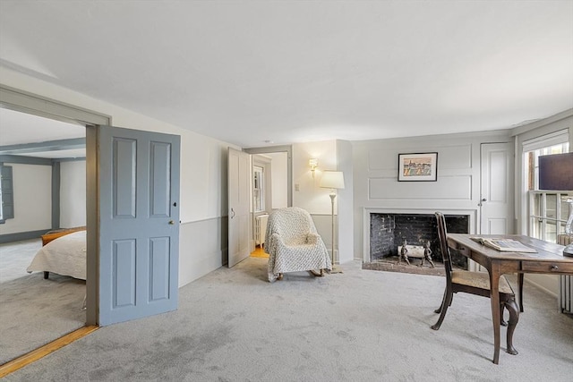 6 Lee St, Marblehead, MA 01945 - living area with carpet flooring and a fireplace