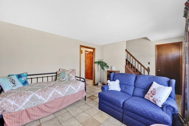 bedroom featuring tile patterned floors