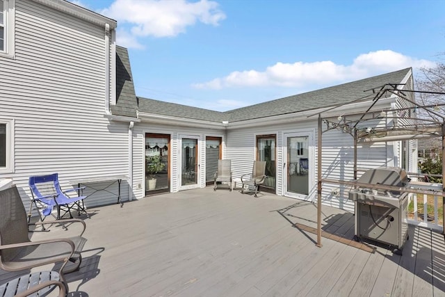 deck with a grill