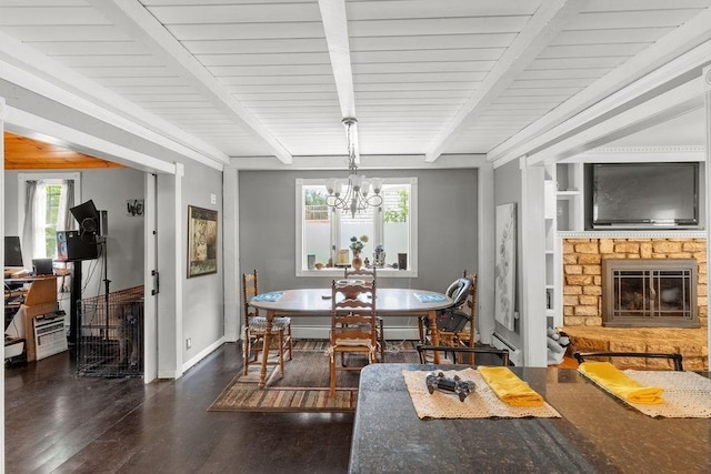 274 Primrose, Fall River, MA 02720 - dining space with beamed ceiling, a chandelier, and wood finished floors