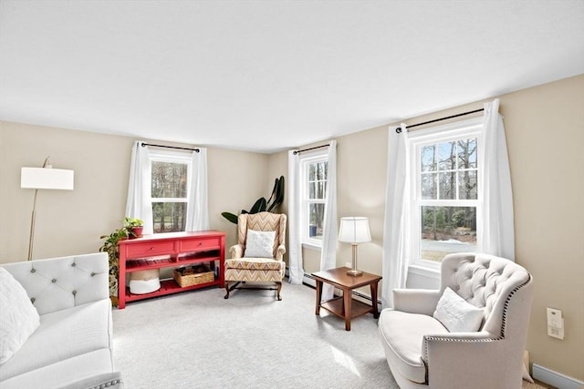 view of carpeted living area