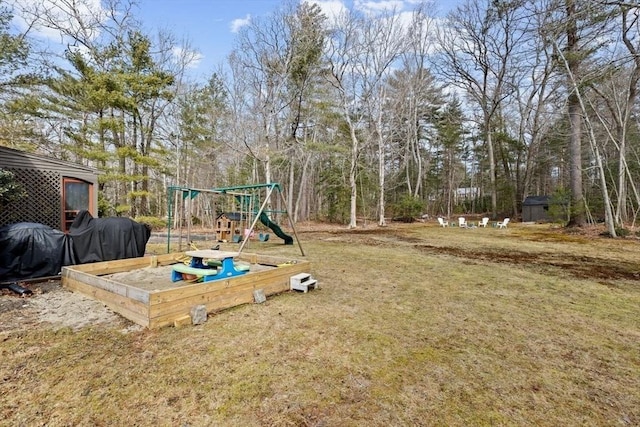 view of yard with a playground