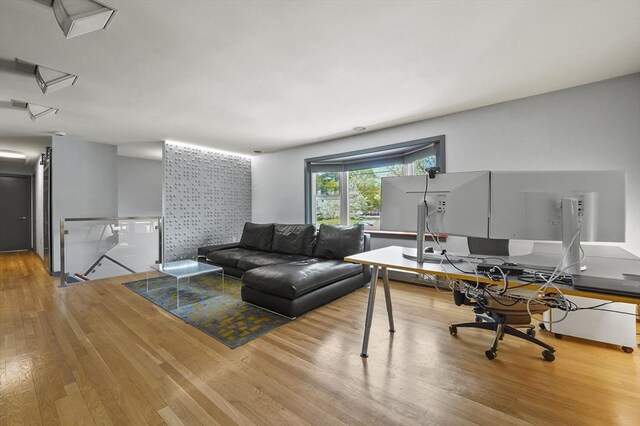 home office featuring wood finished floors