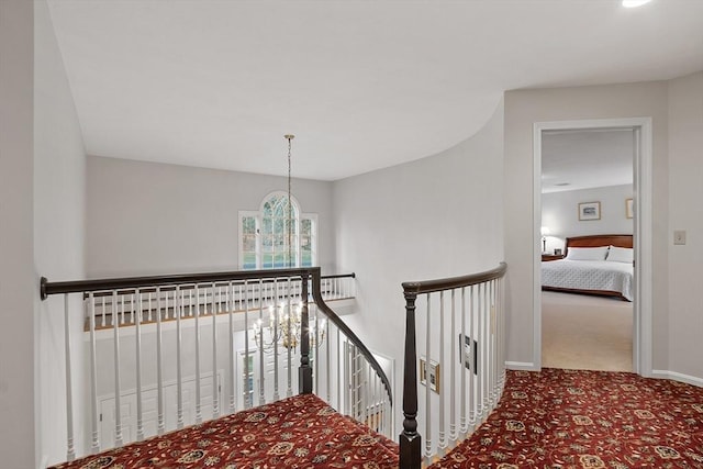 stairway with carpet flooring