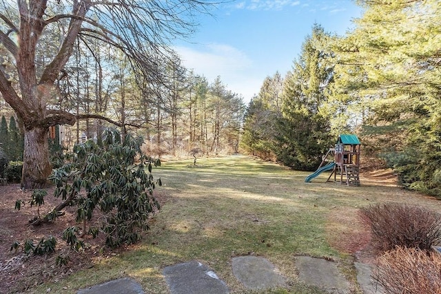 view of yard featuring a playground