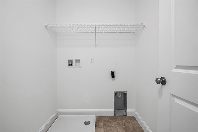 washroom with hookup for a washing machine and hookup for an electric dryer