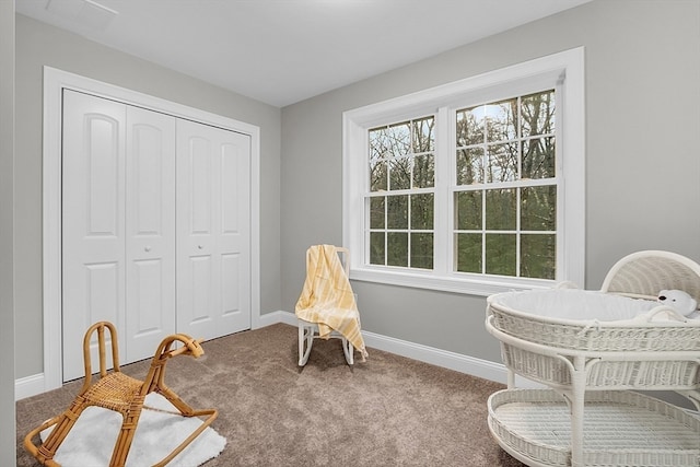 living area featuring carpet floors