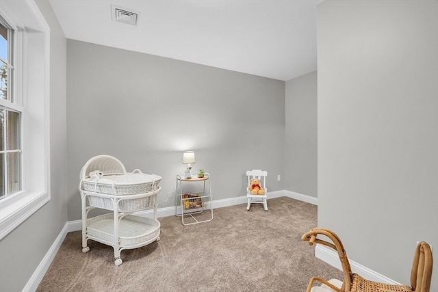 interior space with light colored carpet