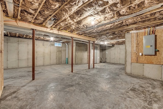 basement with electric panel