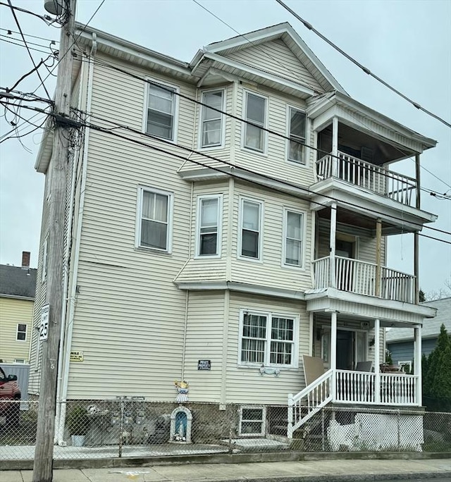 89 Mcdonald St, Fall River, MA 02720 - view of front of house featuring a balcony and covered porch