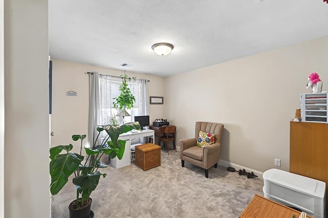 view of carpeted home office