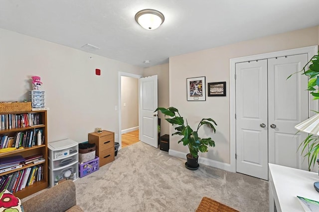 interior space with light colored carpet