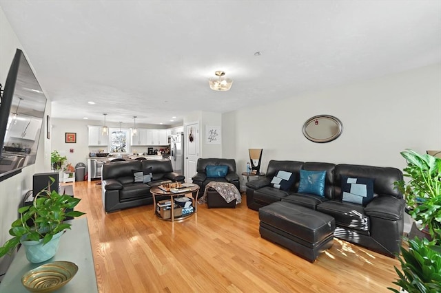 living room featuring light hardwood / wood-style flooring