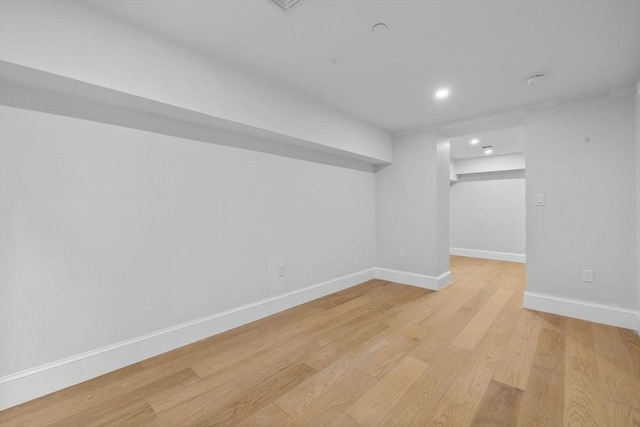 667 Tremont St Unit 1, Boston, MA 02118 - finished below grade area featuring light wood-style flooring, recessed lighting, and baseboards